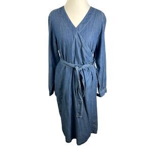 Pendleton Denim Chambray Wrap Dress Pockets Long Sleeve Classic Preppy Size 1X